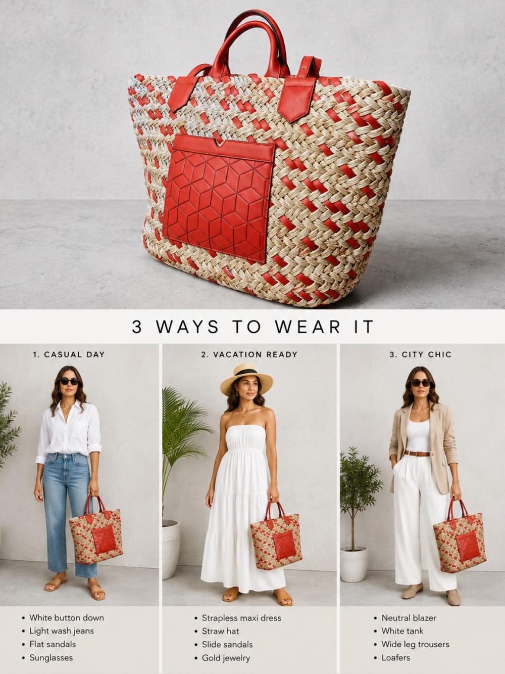 American Vintage Woven Straw Tote Bag